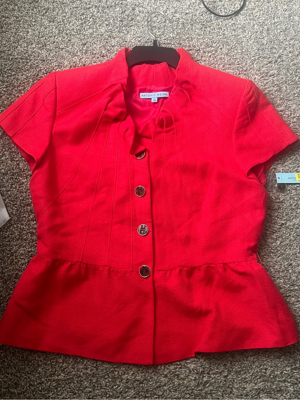 Antonio MELANI Cottagecore coral orange cap sleeve blazer - Picture 4 of 12